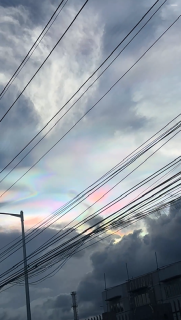 広範囲に浮かぶ虹色の雲