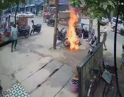 エンジンかけると顔の前で発火し炎上